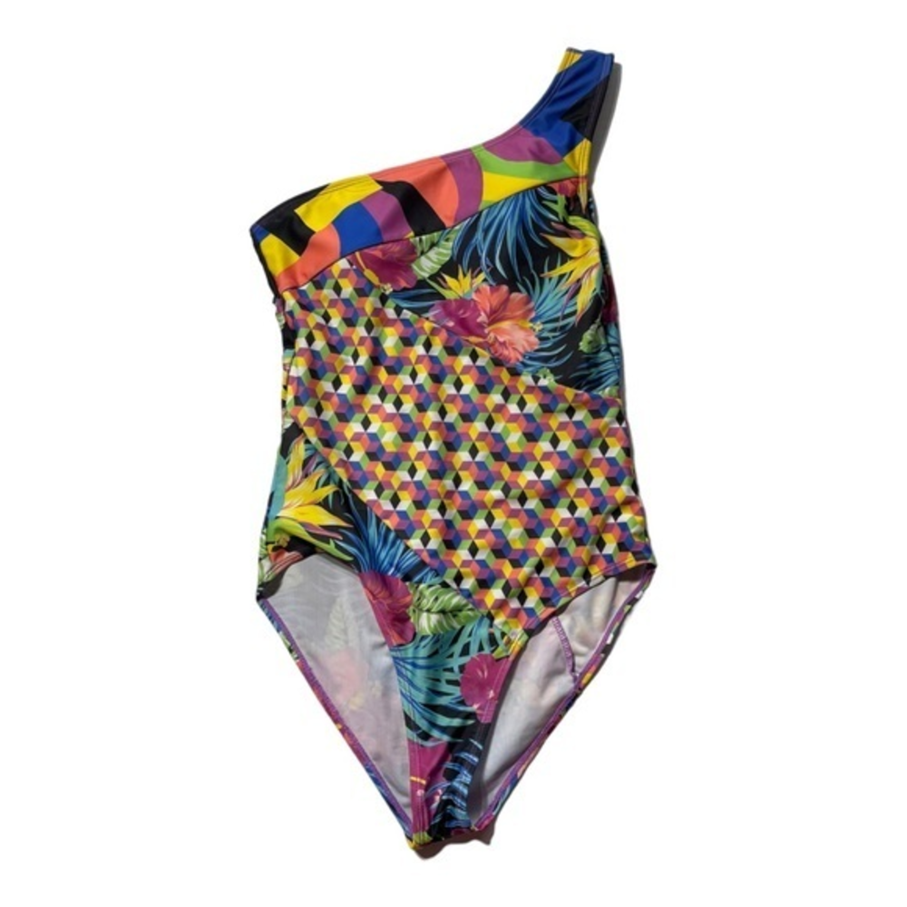 Sully Bonnelly One Piece Swimsuit Size Small Tropical Retro‎ Colorful